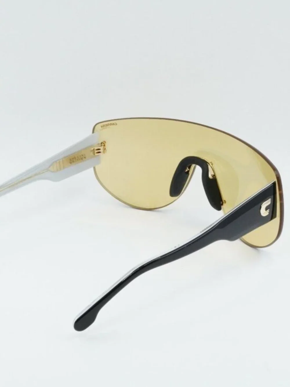 Carrera FLAGLAB 12 04CW ET Rimless Shield Sunglasses - Black / Yellow